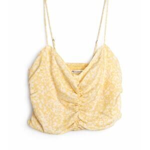 Abercrombie & Fitch Yellow Floral Ruched Cami Crop Top Size Small Y2K